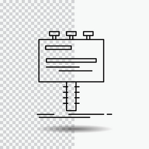 广告广告广告牌宣传线图标在透明背景上。 黑色图标矢量插图