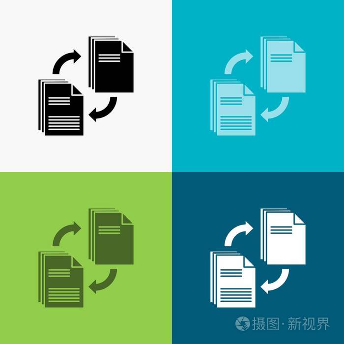 在各种背景上共享共享文件文档复制图标设计用于web和应用程序的字形