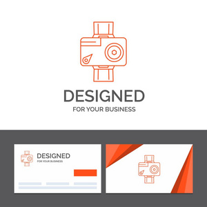 商业标志模板相机动作数字视频照片。 带有品牌标识模板的橙色访问卡