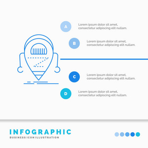 Android机器人技术信息图形模板的网站和演示。 线蓝色图标信息样式矢量插图