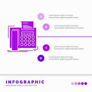 传真信息电话传真通信信息图表模板的网站和演示。 字形紫色图标信息样式矢量插图。