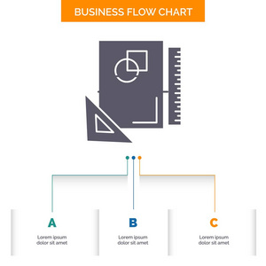 设计布局页面草图草图草图业务流程图设计3步。 字形图标表示背景模板位置的文本。