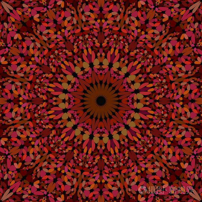 五颜六色的抽象花瓣华丽的曼陀罗图案背景-部落矢量图形