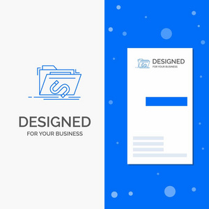 后门开发文件互联网软件的业务标志。 垂直蓝业务名片模板