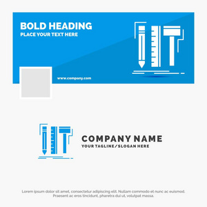 蓝色商业标志模板设计设计师数字工具铅笔。 Face book时间线横幅设计。 矢量网页横幅背景图