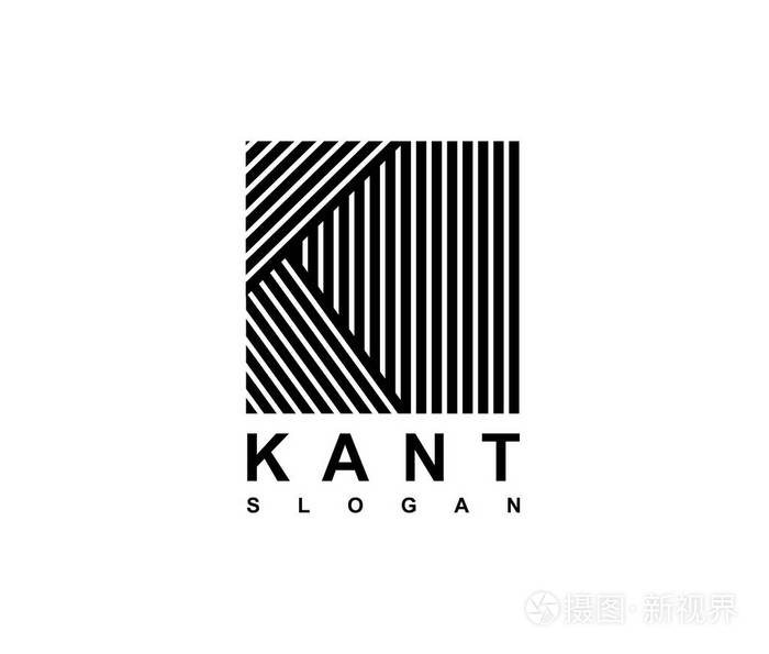 大写字母k刻在上用于单字徽标徽标首字母的现代模板黑色条纹与阴影