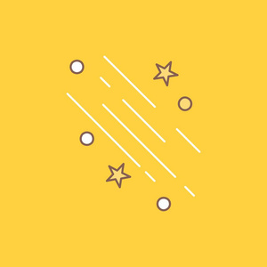 星射星坠落空间星平线填充图标。 在UI和UX网站或移动应用程序的黄色背景上美丽的徽标按钮。