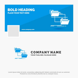 蓝色业务标志模板的文件夹文件管理移动副本。 Face book时间线横幅设计。 矢量网页横幅背景图