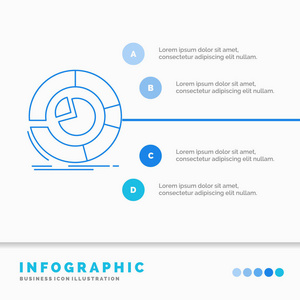 分析分析业务图表饼图信息图表模板的网站和演示。 线蓝色图标信息样式矢量插图