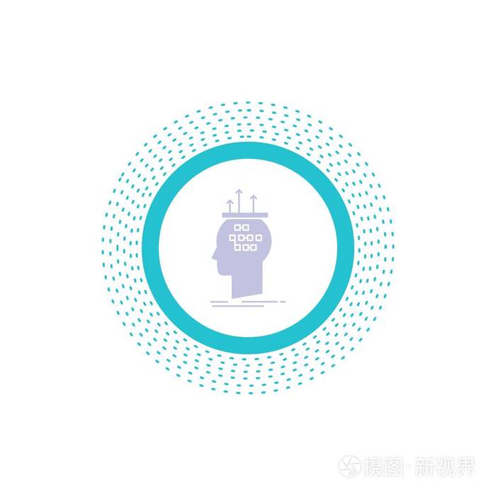 算法脑结论过程思维字形图标. 矢量孤立插图