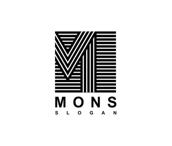 重叠的正方形大写字母 m 刻在正方形上.