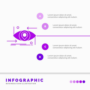 先进的未来基因科学技术眼睛信息图表模板的网站和演示。 字形紫色图标信息样式矢量插图。