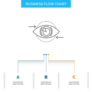业务眼营销愿景计划业务流程图设计有3个步骤。 表示背景模板位置的线条图标
