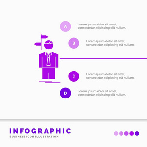 箭头选择选择决策方向信息图形模板的网站和演示。 字形紫色图标信息样式矢量插图。
