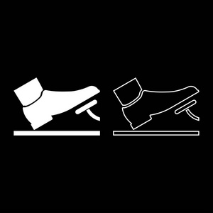 油门刹车脚踏踏板,油门踏板,刹车踏板,汽车服务概念图标,白色矢量插图