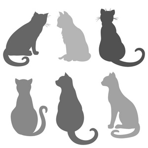 黑白手绘猫白色的猫. 手绘动物隔离背景. 黑白插图. 图标涂鸦照片