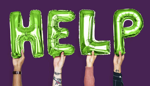 volenteering紫色字母气球组成的单词帮助照片