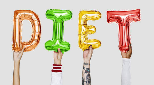 双手显示减肥气球单词图片