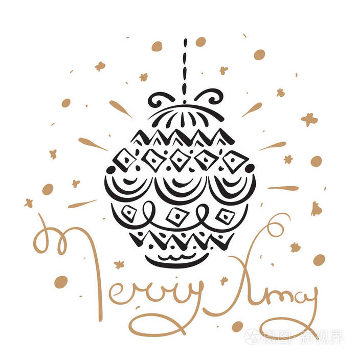 圣诞祝福和圣诞快乐.手绘涂鸦风格