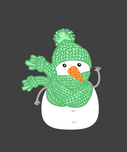 寒假雪人。 穿着不同服装的欢快雪人。 雪人厨师魔术师雪人糖果