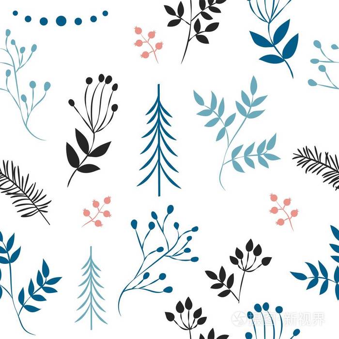 平面设计. 冬季矢量图一套简单的圣诞节图案.