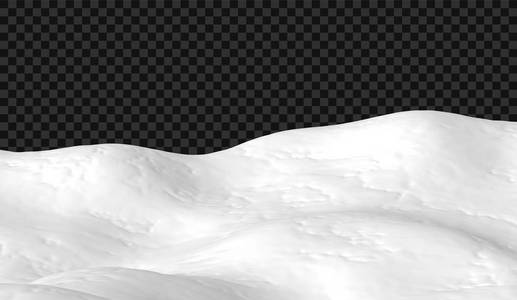 eps10。 雪景孤立在黑暗透明的背景上。 冬季装饰矢量插图。 雪背景。 雪堆。 游戏艺术概念