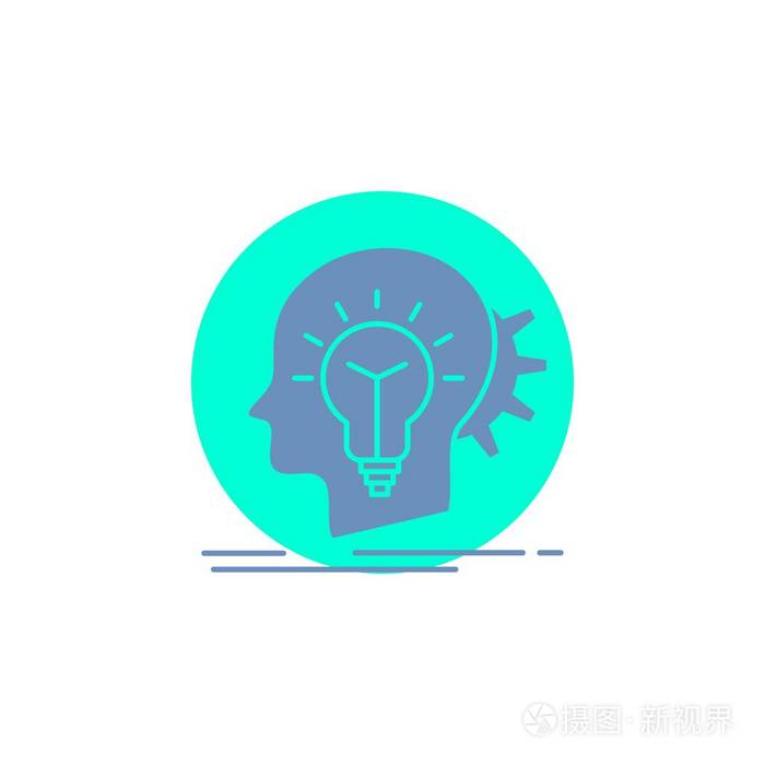 创造性创意头脑思想思维字形图标.