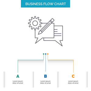 聊天沟通讨论设置消息业务流程图设计有3个步骤。 表示背景模板位置的线条图标