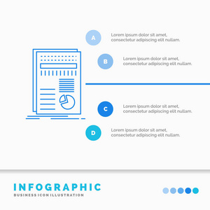 商业数据财务报告统计信息图表模板的网站和演示。 线蓝色图标信息样式矢量插图