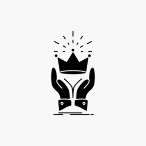 皇冠荣誉国王市场皇家字形图标。 矢量孤立插图