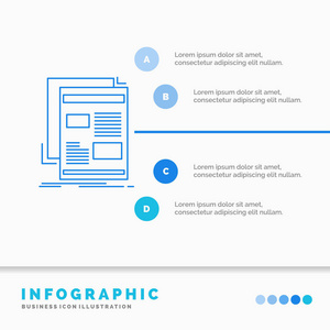新闻通讯报纸媒体论文信息图表模板的网站和演示。 线蓝色图标信息样式矢量插图