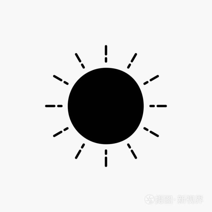 太阳天气日落日出夏季字形图标. 矢量孤立插图