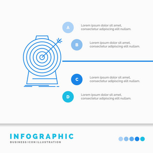 目标，焦点，目标，目标，网站和演示的目标信息图形模板。线蓝色图标信息图形样式矢量图