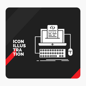 红色和黑色创意演示背景代码编码计算机单锁屏幕标志图标