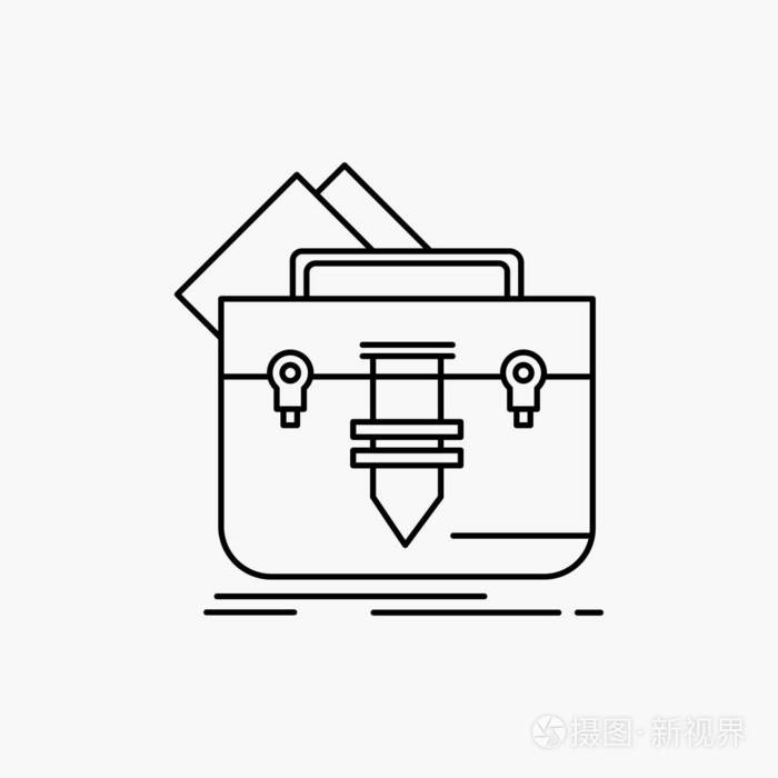 档案袋文件夹公文包行图标矢量孤立插图