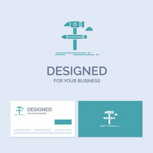 构建设计，为您的业务开发工具业务标识符号图标符号。 绿松石名片与品牌标志模板。