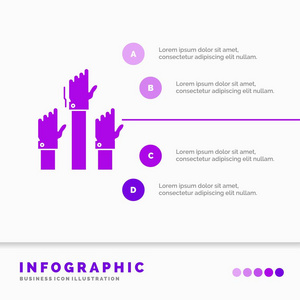 渴望业务渴望员工意图信息图表模板的网站和演示。 字形紫色图标信息样式矢量插图。