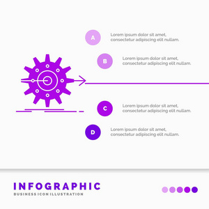 性能进度工作设置齿轮信息图形模板的网站和演示。 字形紫色图标信息样式矢量插图。
