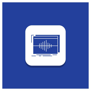 蓝色圆形按钮音频赫兹序列波形图标照片