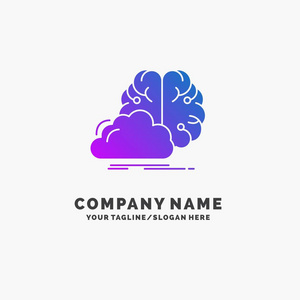头脑风暴创意创意创新灵感紫色商业标志模板。 放置标签。