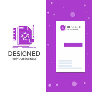 创意设计的商业标志开发反馈支持。 垂直紫色商务名片模板。 创意背景向量插图
