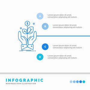 商业公司生长工厂上升信息图形模板的网站和演示。 线蓝色图标信息样式矢量插图