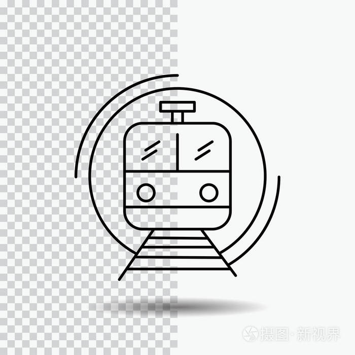地铁列车智能公交线路图标透明背景黑色图标矢量插图