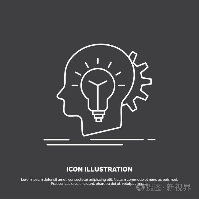 创意创意头脑思维图标. ui和ux网站或移动应用程序的行向量符号