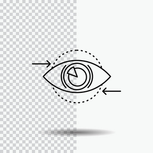 商业眼营销视觉计划线图标透明背景。 黑色图标矢量插图