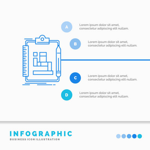 算法处理方案工作流程信息图形模板的网站和演示。 线蓝色图标信息样式矢量插图