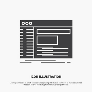 管理控制台面板根软件图标。 用户界面和UX网站或移动应用程序的字形矢量灰色符号