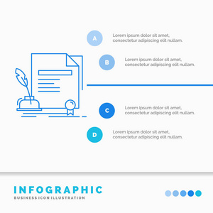 合同文件协议授予信息图表模板的网站和演示。 线蓝色图标信息样式矢量插图