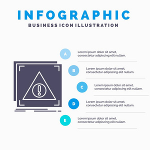 错误应用程序拒绝服务器警报信息图形模板的网站和演示。 字形灰色图标与蓝色信息风格矢量插图。