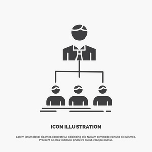 团队合作组织集团公司图标。 用户界面和UX网站或移动应用程序的字形矢量灰色符号